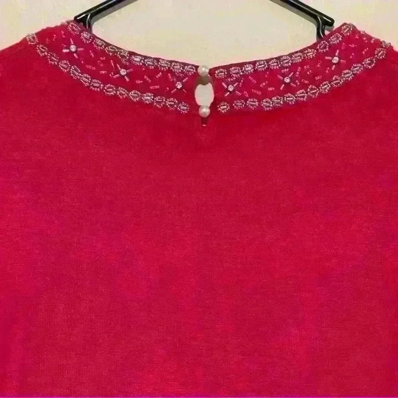 Croft & Barrow WOMEN'S Red Rayon Blended  SZ SMALL Jeweled SWEATER  New - Picture 3 of 12